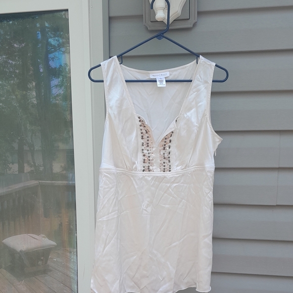 White House Black Market White Sleeveless Blouse/Tunic/Shell Top Size XL - Picture 6 of 8